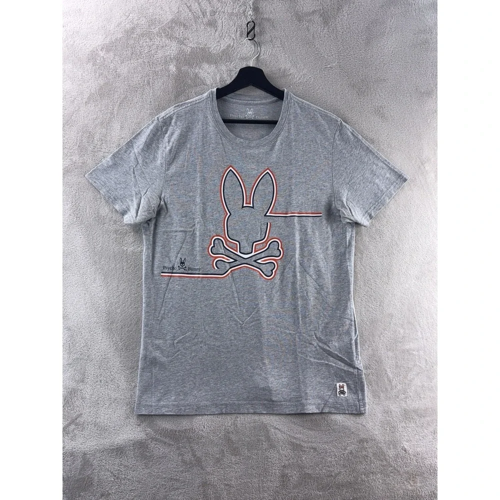 Psycho Bunny Graphic T Shirt Mens Size 5 Gray‎ Logo Cotton Crewneck Casual